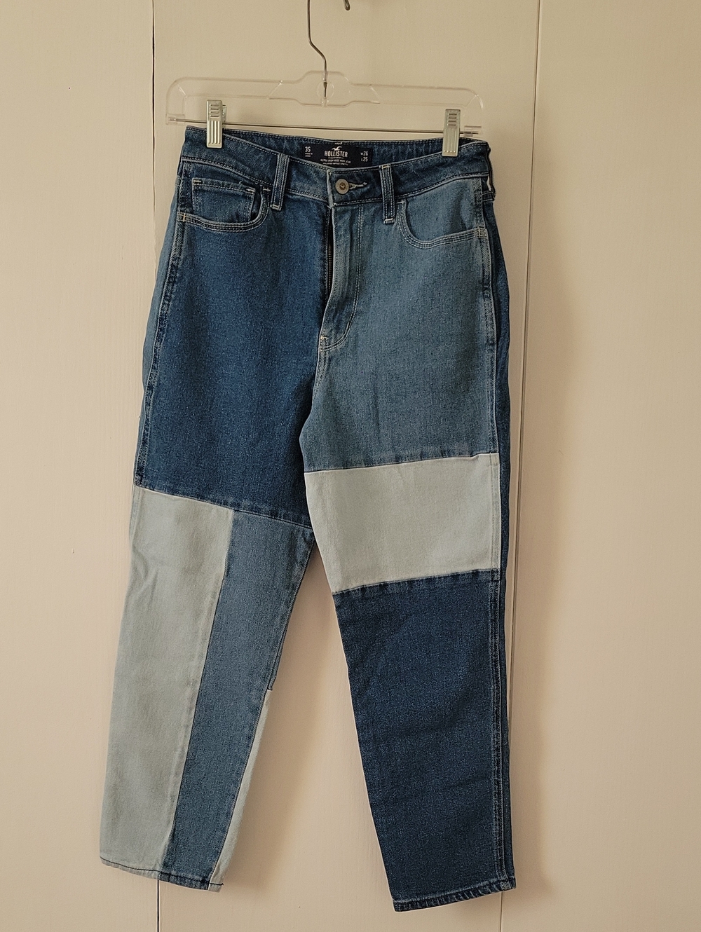 Hollister Patchwork Straight-Leg Jeans - Multi Blue
